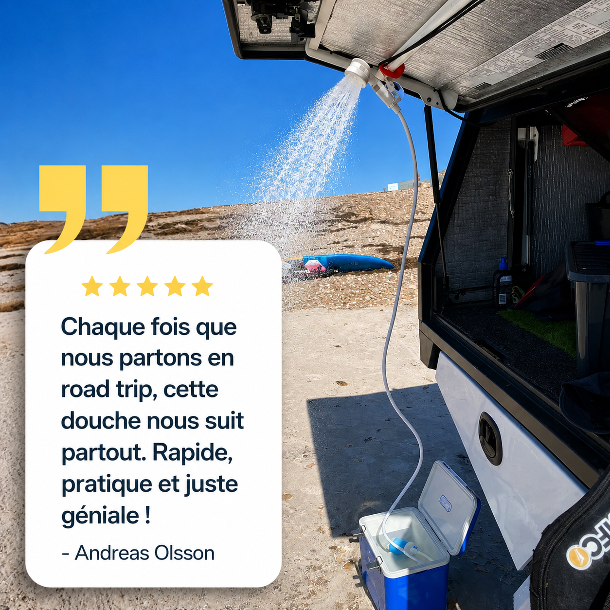 Pompe à eau portable : Une vraie douche, où que l'aventure vous mène.