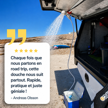 Pompe à eau portable : Une vraie douche, où que l'aventure vous mène.