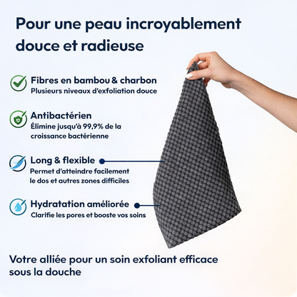 Serviette de douche exfoliante antibactérienne